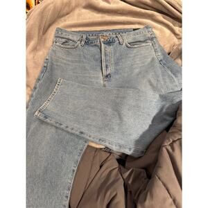 Goldsign Cropped Low Slung Medium Wash Jeans 30 Waist Marled Blue